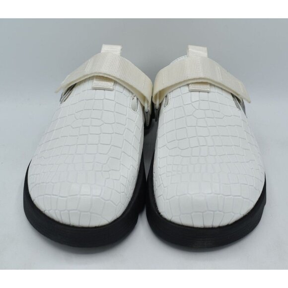 Sorel Womens Size 7.5 Viibe White Black Sea Salt Gum Slip On Croc Embossed Clogs - Picture 2 of 12